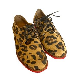 STEVE MADDEN Oxfords Jazie Cheetah Print Womens Red Sole Laces Shoes Flats